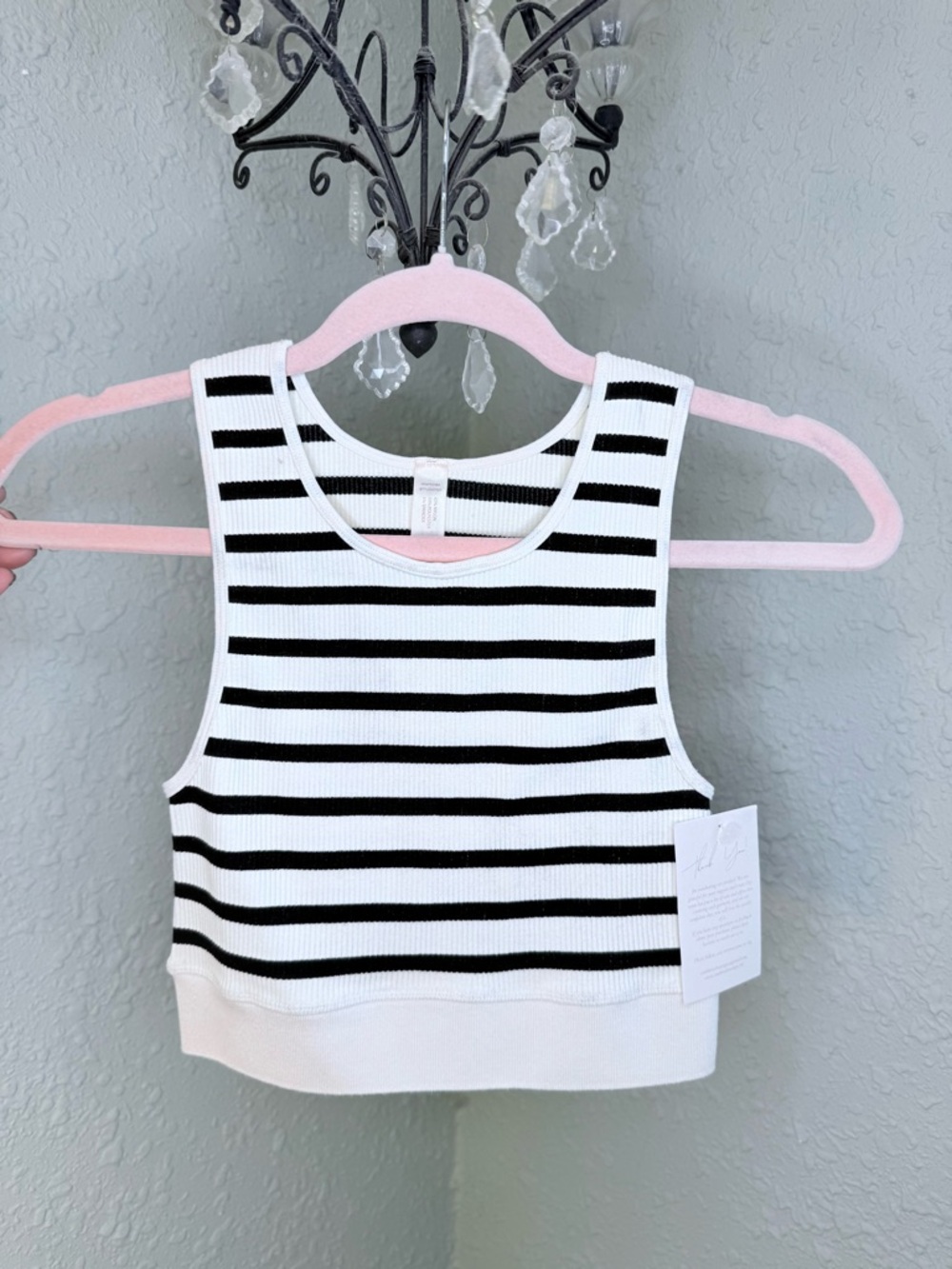By Together Black & White Striped Ribbed Tank